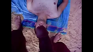 nat cums across thom winning beach again!